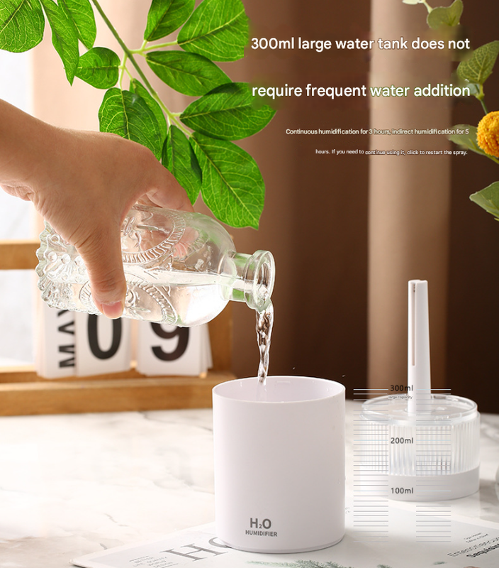 2-Piece White Mini Desktop Humidifier - Portable Mist Maker for Home and Car Use