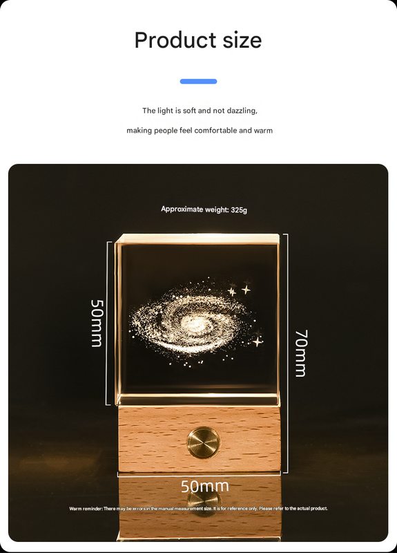 Stroll through the starry sky Luminous 3D Crystal Cube Night Light - Laser Engraved Artwork with Solid Wood Base