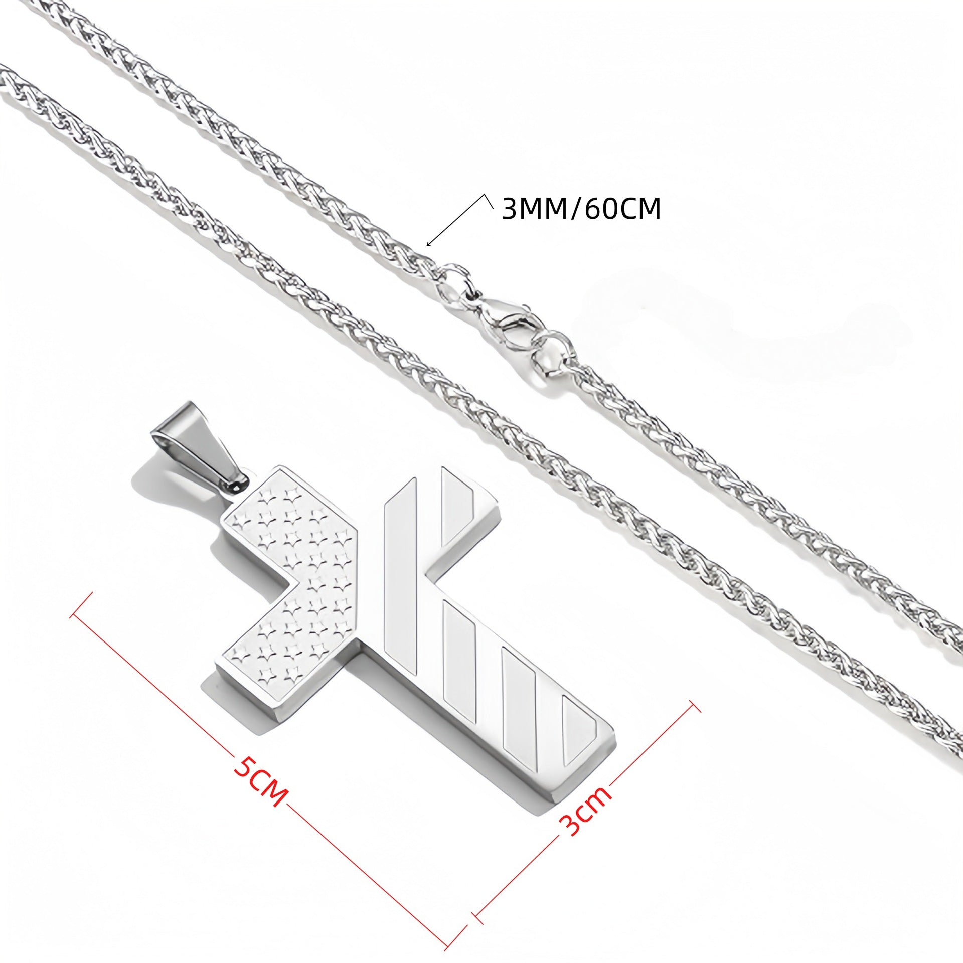 Gold Men's Textured Cross Necklace - Stainless Steel Pendant with Inspirational Message