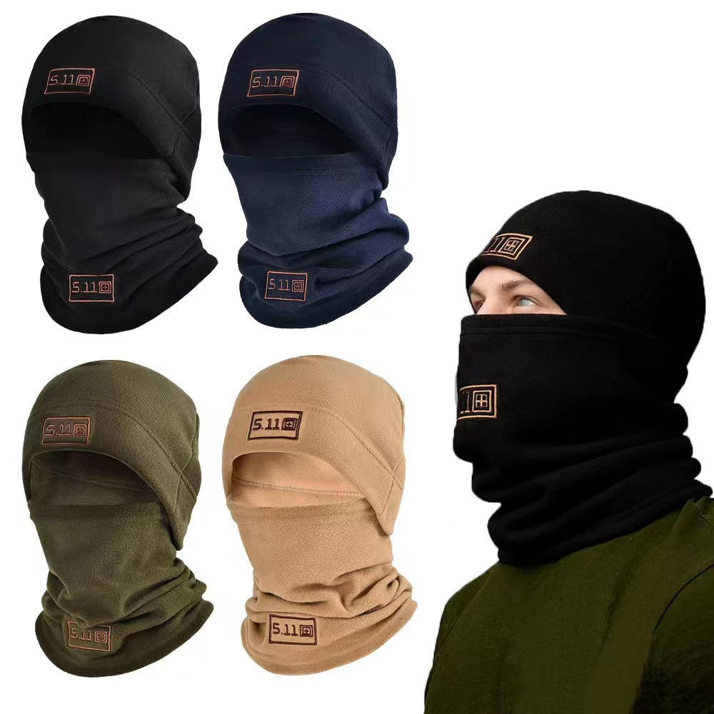 Military green Outdoor Thermal Fleece Balaclava - Windproof Cycling Hat & Neck Warmer for Winter Sports - Thickened Cold Weather Face Mask Hood