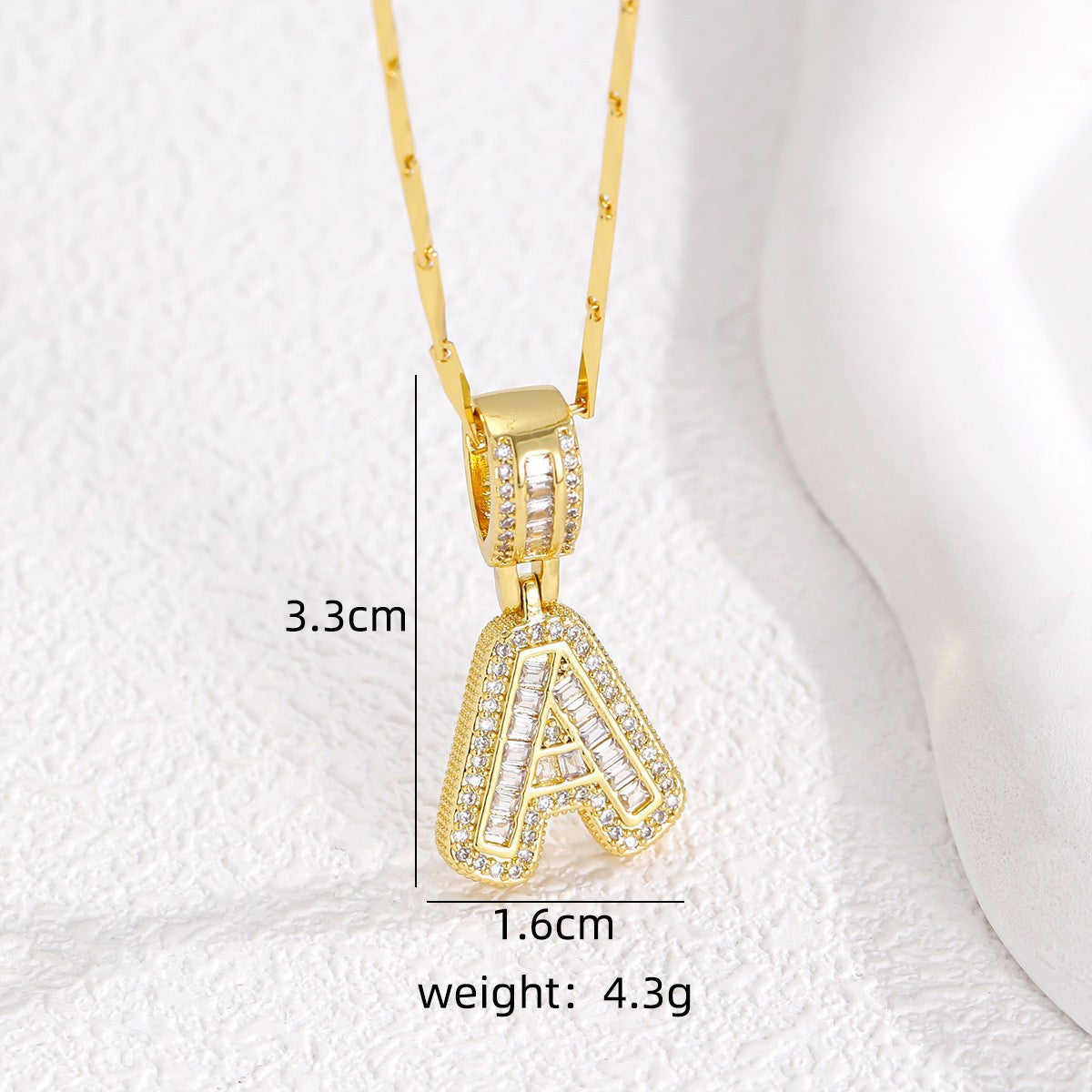 Sparkling Cubic Zirconia Initial Letter Necklace Set - Gold Plated Two-Piece Design(E)