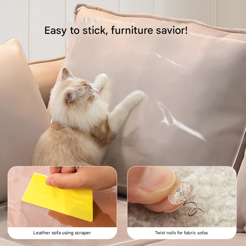 Transparent Cat Scratch Furniture Protector Film - 8 Pack Anti-Scratch Guards for Sofas, Doors, Walls - Self-Adhesive & Non-Toxic Cat Claw Deterrent(305*430mm)