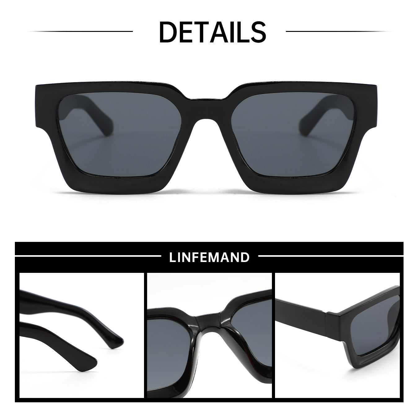 Gray frame gray sheet Classic Square Frame Sunglasses - Unisex UV400 Protection, Lightweight & Face-Slimming Design - High Definition Vision Eyewear