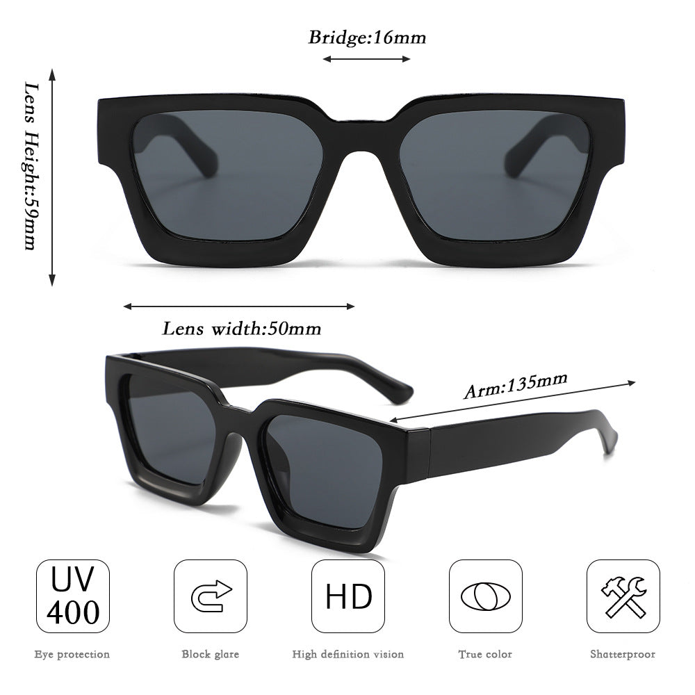 Gray frame gray sheet Classic Square Frame Sunglasses - Unisex UV400 Protection, Lightweight & Face-Slimming Design - High Definition Vision Eyewear