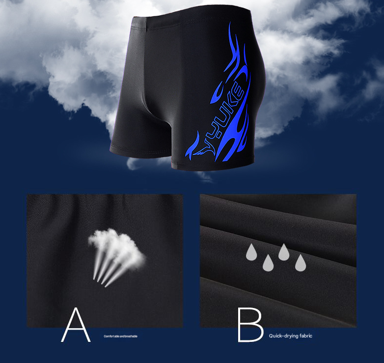 Silver Men's Athletic Swim Trunks and Cap Set with Dynamic Graphic Print(4XL)