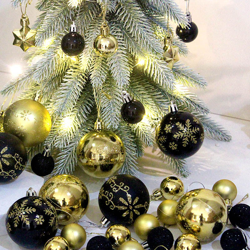 Navy blue and white 44-Piece Assorted Christmas Baubles Set with Elegant Designs in Wooden Gift Box - 3-6cm Decorative Ornaments for Tree, Home & Holiday Display