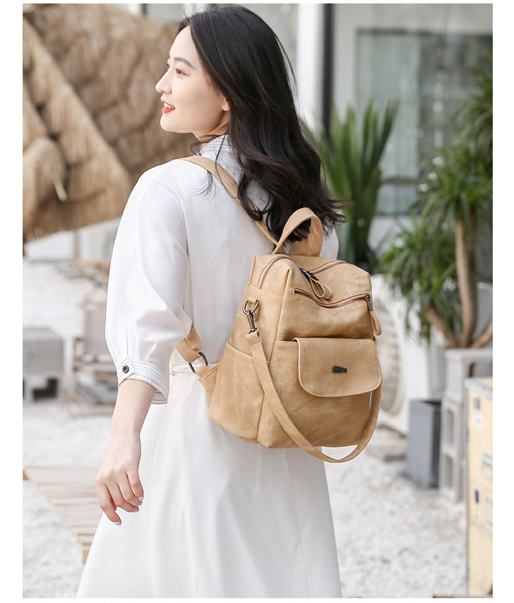Stylish Women's PU Leather Backpack - Versatile Shoulder Bag with Multiple Pockets(Gray)
