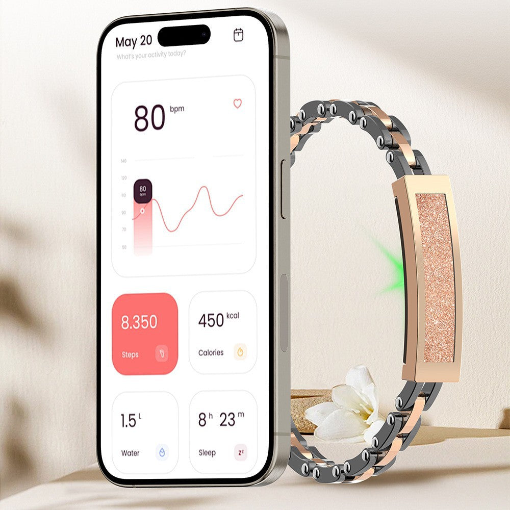 Elegant Smart Fitness Tracker Bracelet - Heart Rate, Sleep & Activity Monitoring, IP68 Waterproof(Gold)