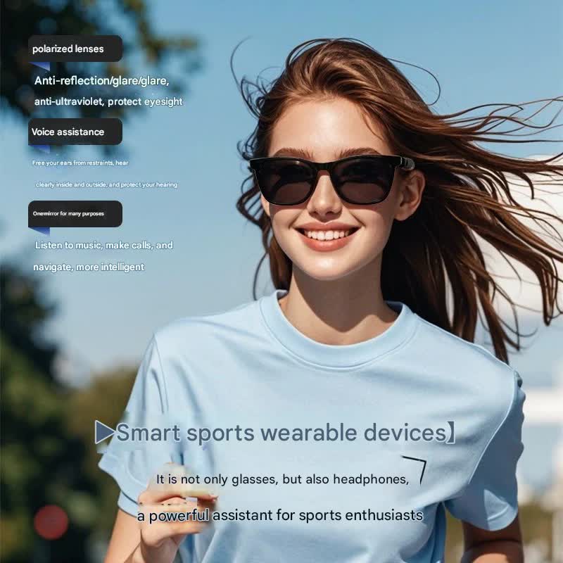 Smart Audio Glasses with Magnetic Interchangeable Lenses - Bluetooth Calls, Music, Voice Assistant & Remote Camera(Grey lenses)
