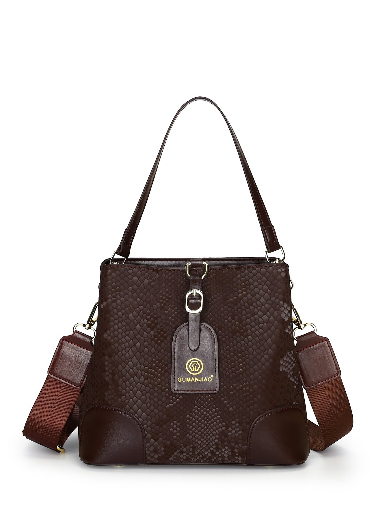 Elegant Textured Bucket Bag - Versatile Shoulder, Handheld & Crossbody Design(brown)