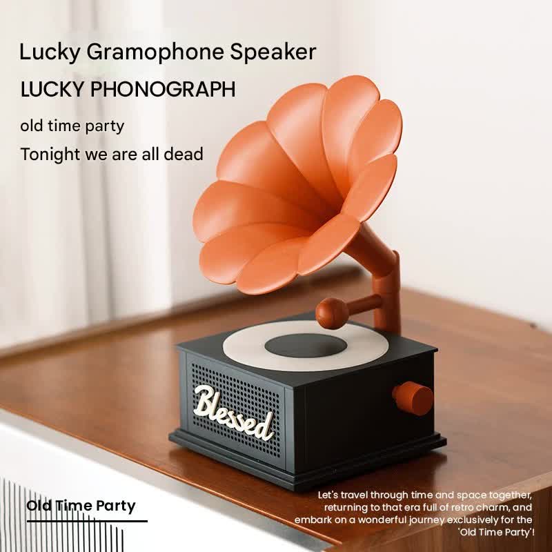 Retro Gramophone Bluetooth Speaker with Ambient Light & White Noise - Multi-Connection, 8H Battery(Black and Red)