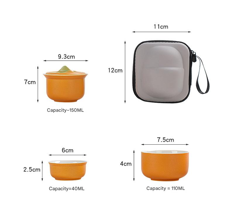 Portable Ceramic Tea Set for Travel - Quick Gaiwan with 3 Cups & Carrying Case(black)
