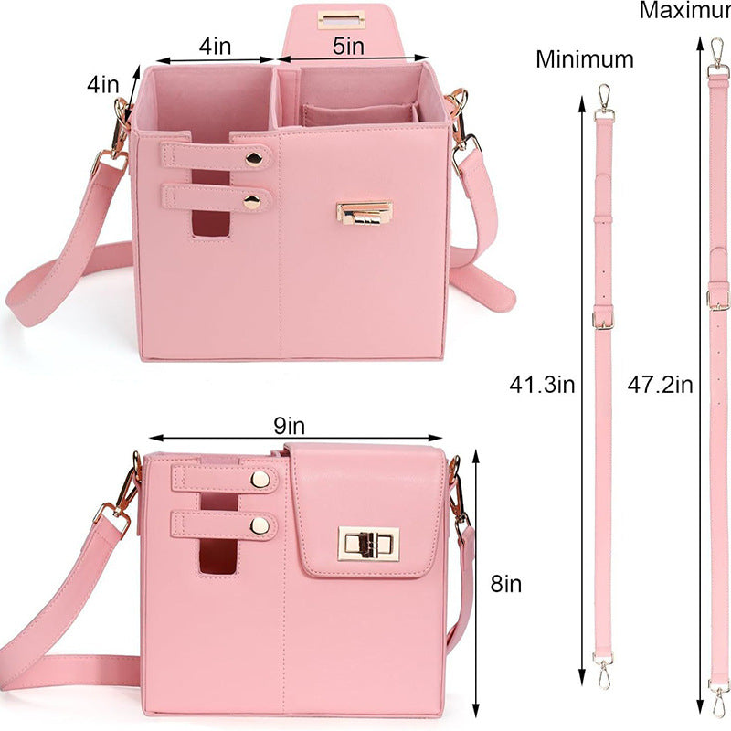 Chic PU Leather Crossbody Bag with Tumbler Holder - Multi-Compartment, Adjustable Strap,Does not include thermos cup(pink)