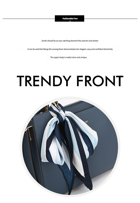 Fashionable Synthetic Leather Crossbody Bag with Detachable Scarf - Multiple Compartments for Daily Essentials(blue)