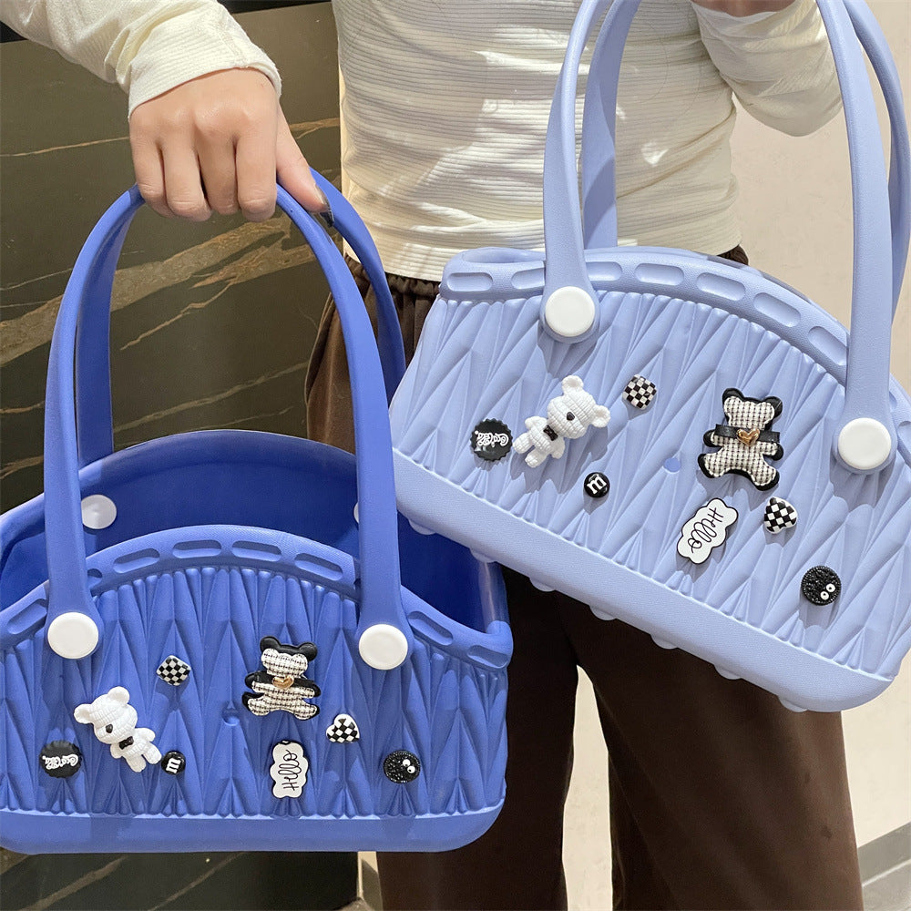 Stylish Handbag - Spacious with Decorative Elements(Dark Blue)