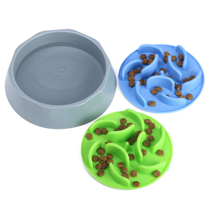 Slow Feeder Dog Bowl Set - Anti-Choke Puzzle Feeder Insert & Bowl for Healthy Eating Habits(blue)