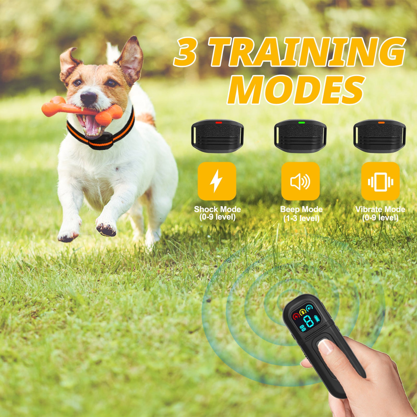 Ultra-Small & Lightweight Dog Training Collar with Remote - 3 Modes, Adjustable Levels, Fits All Sizes(black)