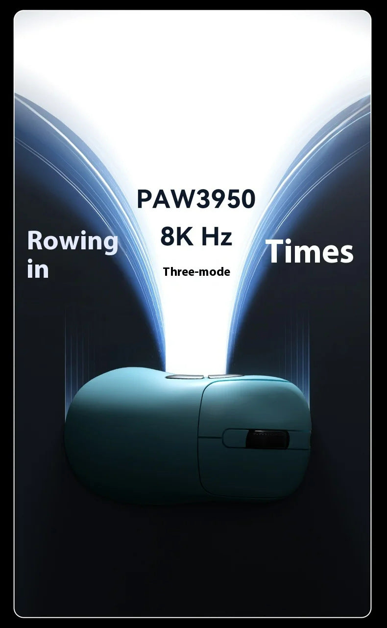 Tri-Mode Wireless Gaming Mouse with 8000Hz Polling Rate, PAW3950 Sensor & Magnetic Charging Dock(White)