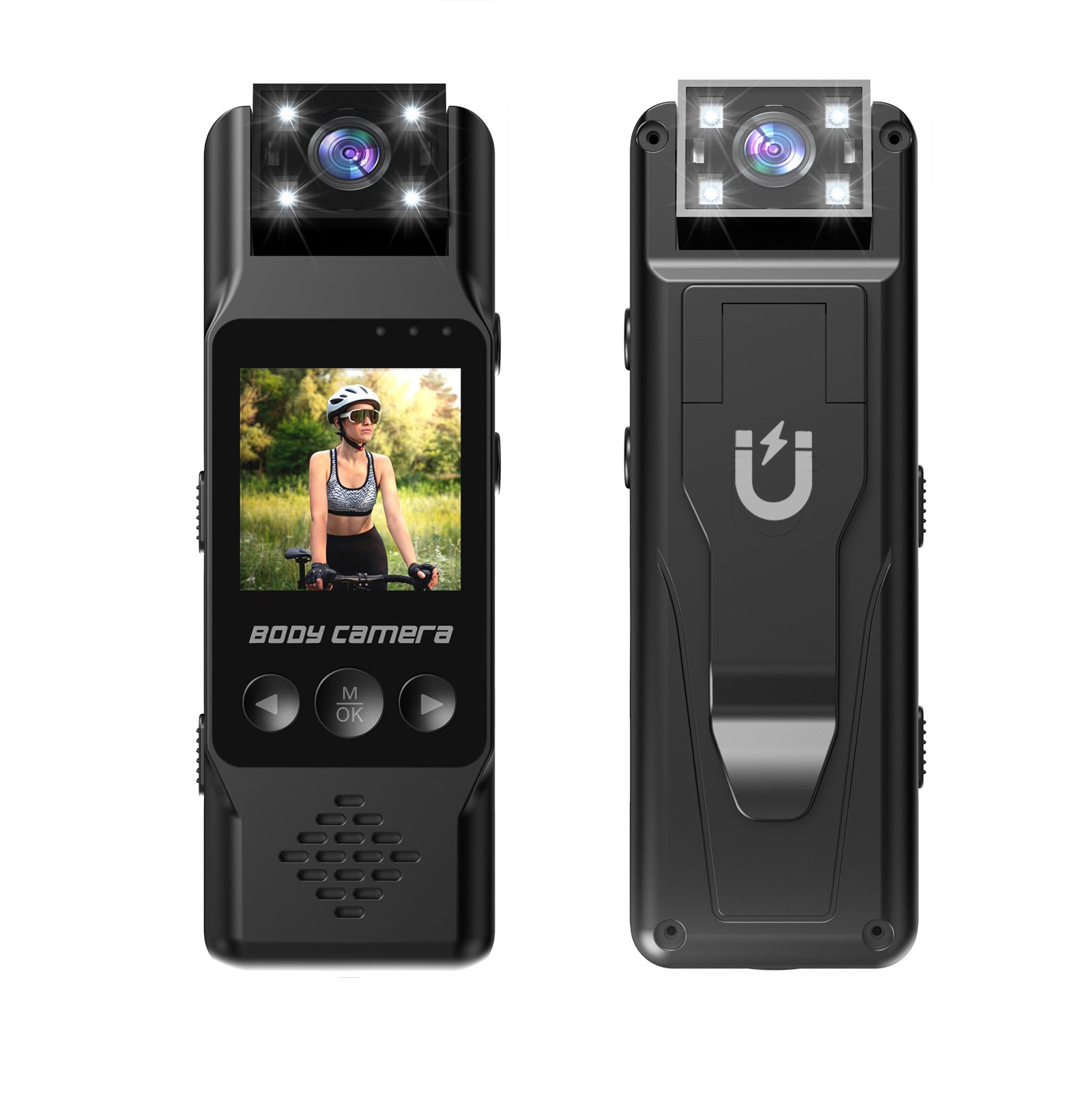 Mini Body Camera with 180 Rotatable Lens, Night Vision & Motion Detection - 1.3 Screen 1200mAh Battery(black+128G)"