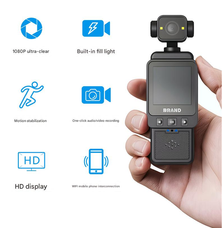 Compact Body Camera with 180° Rotatable Lens, Night Vision, WiFi & Bui
