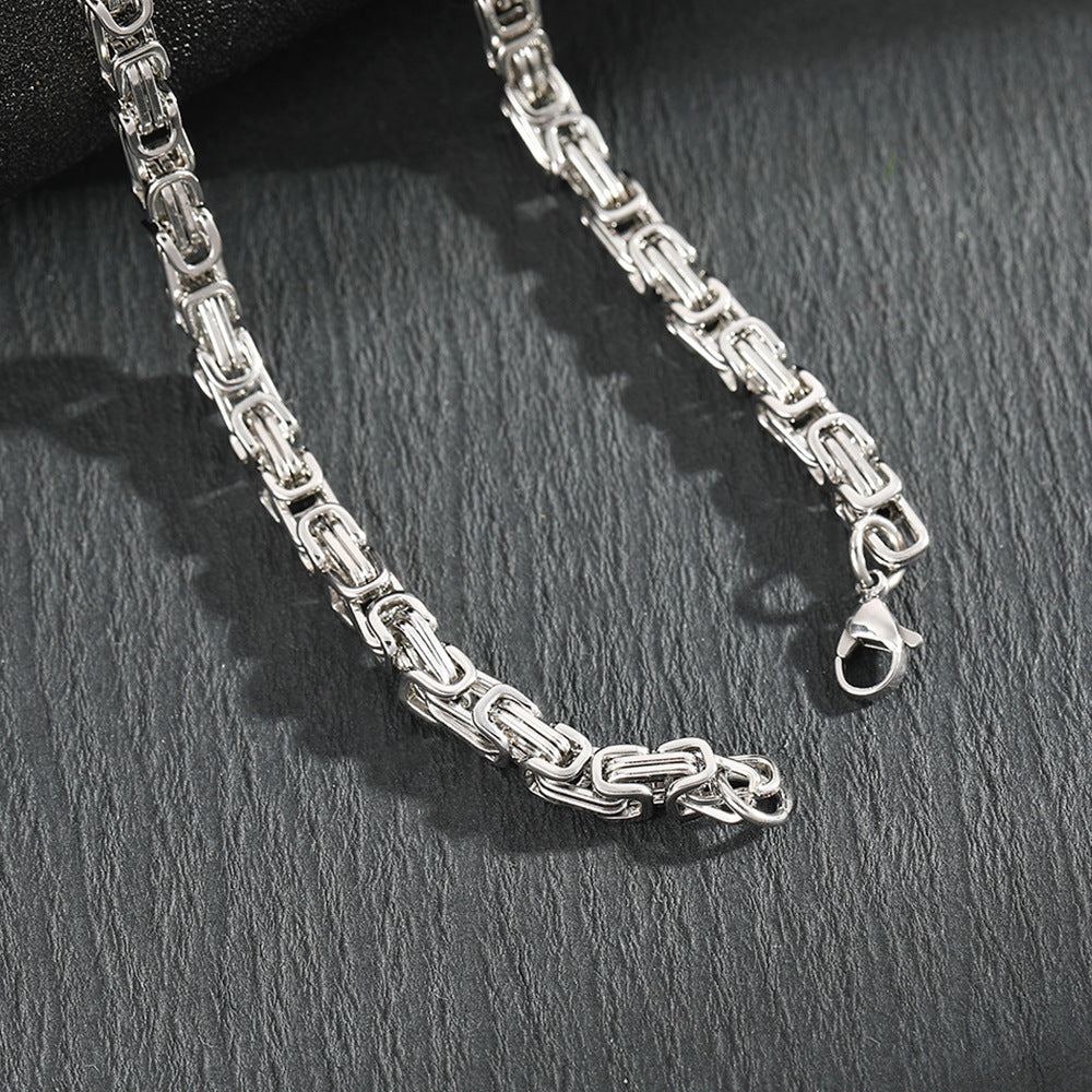 Men's Stainless Steel Layered Cross Pendant with Byzantine Chain - Fashion Statement Necklace(Gold)