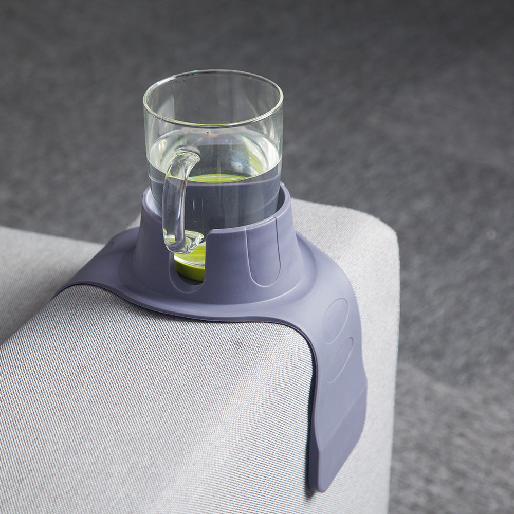 Flexible Anti-Spill Silicone Couch Arm Cup Holder - Sofa Armrest Drink Tray(Grey)
