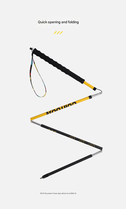Ultralight Carbon Fiber Foldable Trail Running & Hiking Pole(yellow  Recommended height range 175-185cm)