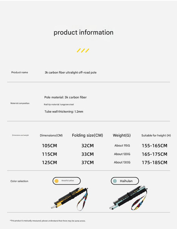 Ultralight Carbon Fiber Foldable Trail Running & Hiking Pole(blue  Recommended height range 175-185cm)