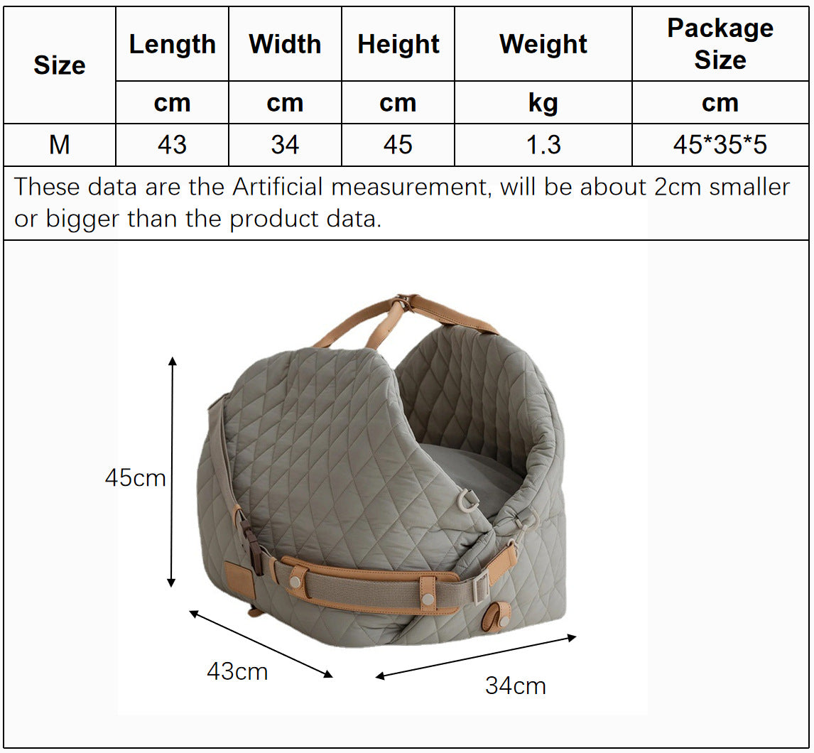 Luxury Quilted 2-in-1 Pet Travel Carrier & Car Booster Seat for Small Dogs(Camel)