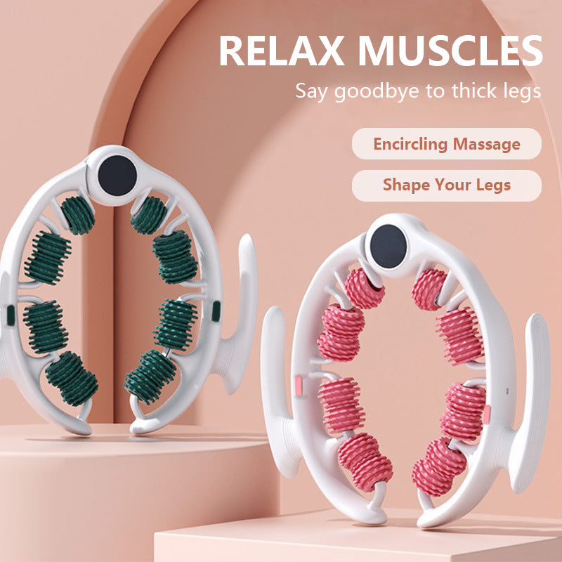 Green U-Shape 360 Degree Massage Roller - Multi-Functional Leg, Arm & Neck Massager for Muscle Relief & Recovery