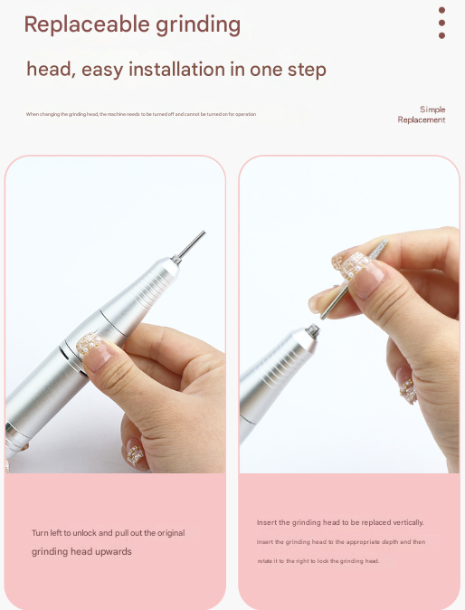 White Professional Rechargeable Nail Drill Machine - 45000RPM Portable E-File Kit for Acrylic, Gel, Polishing & Manicure