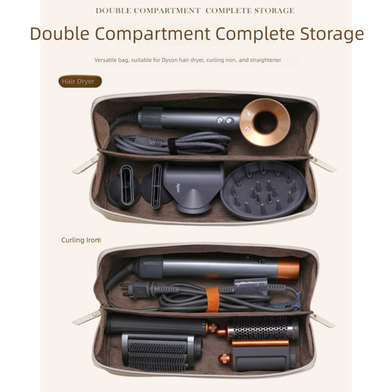 Pink Premium PU Leather Travel Case for Hair Styling Tools - Double Layer Waterproof Organizer Bag for Hair Dryer, Curler & Straightener