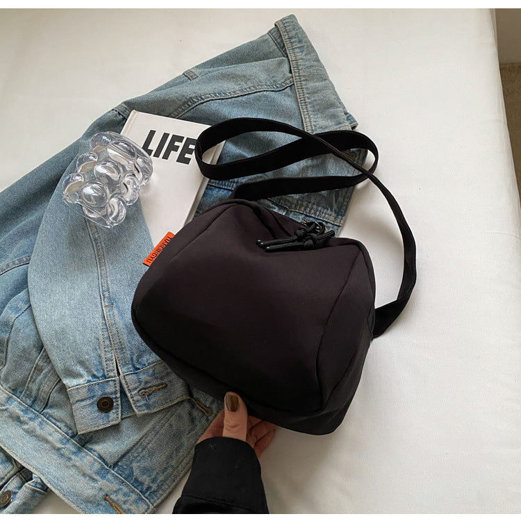 Black Lightweight Canvas Crossbody Bag - Minimalist Casual Shoulder Satchel with Adjustable Strap