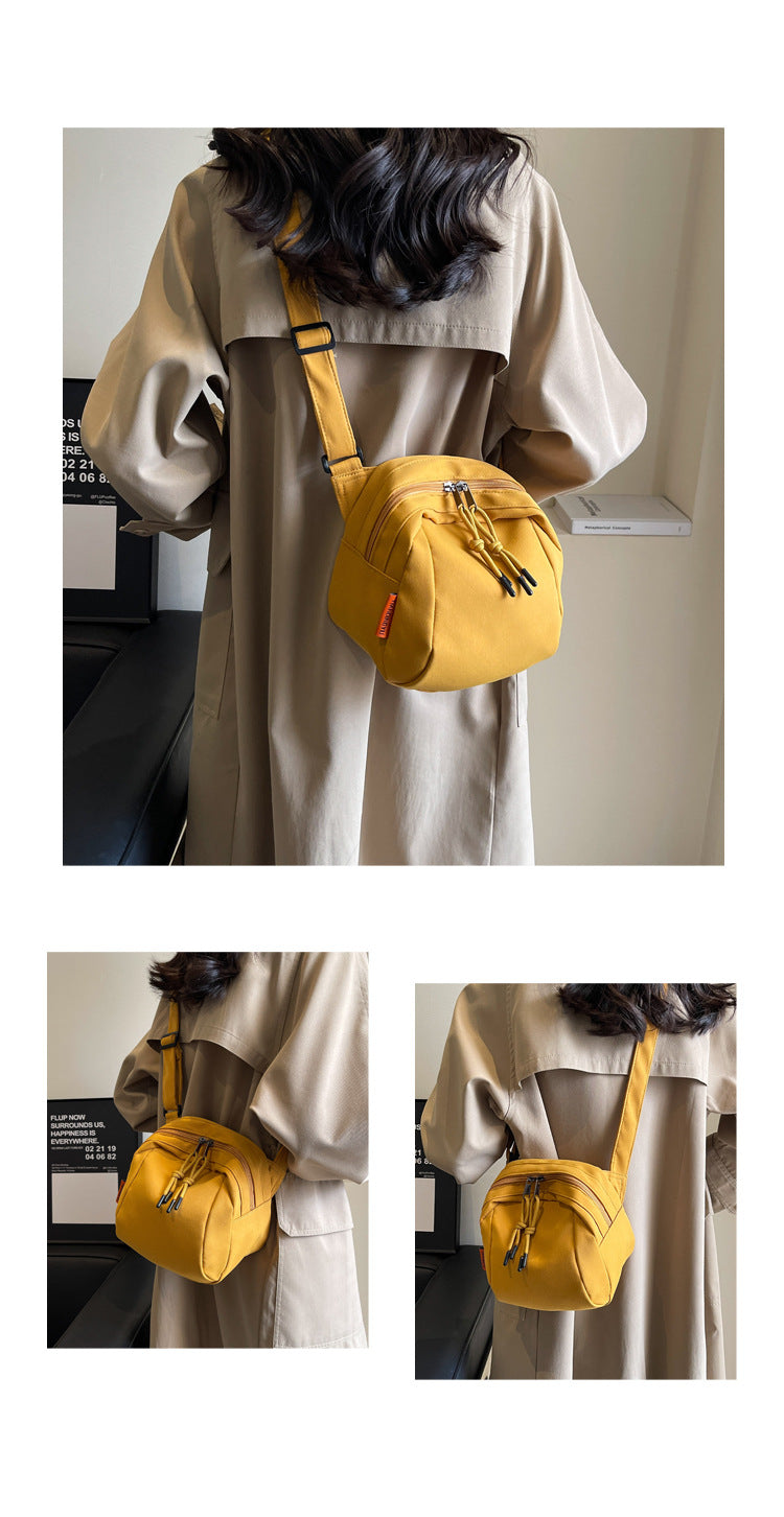 Yellow Lightweight Canvas Crossbody Bag - Minimalist Casual Shoulder Satchel with Adjustable Strap