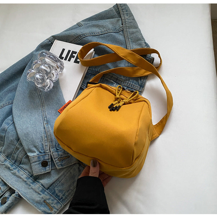 Yellow Lightweight Canvas Crossbody Bag - Minimalist Casual Shoulder Satchel with Adjustable Strap
