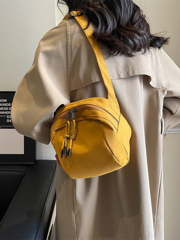 Yellow Lightweight Canvas Crossbody Bag - Minimalist Casual Shoulder Satchel with Adjustable Strap