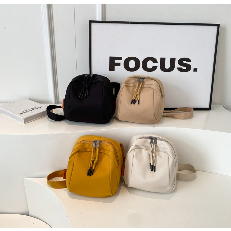Khaki Lightweight Canvas Crossbody Bag - Minimalist Casual Shoulder Satchel with Adjustable Strap