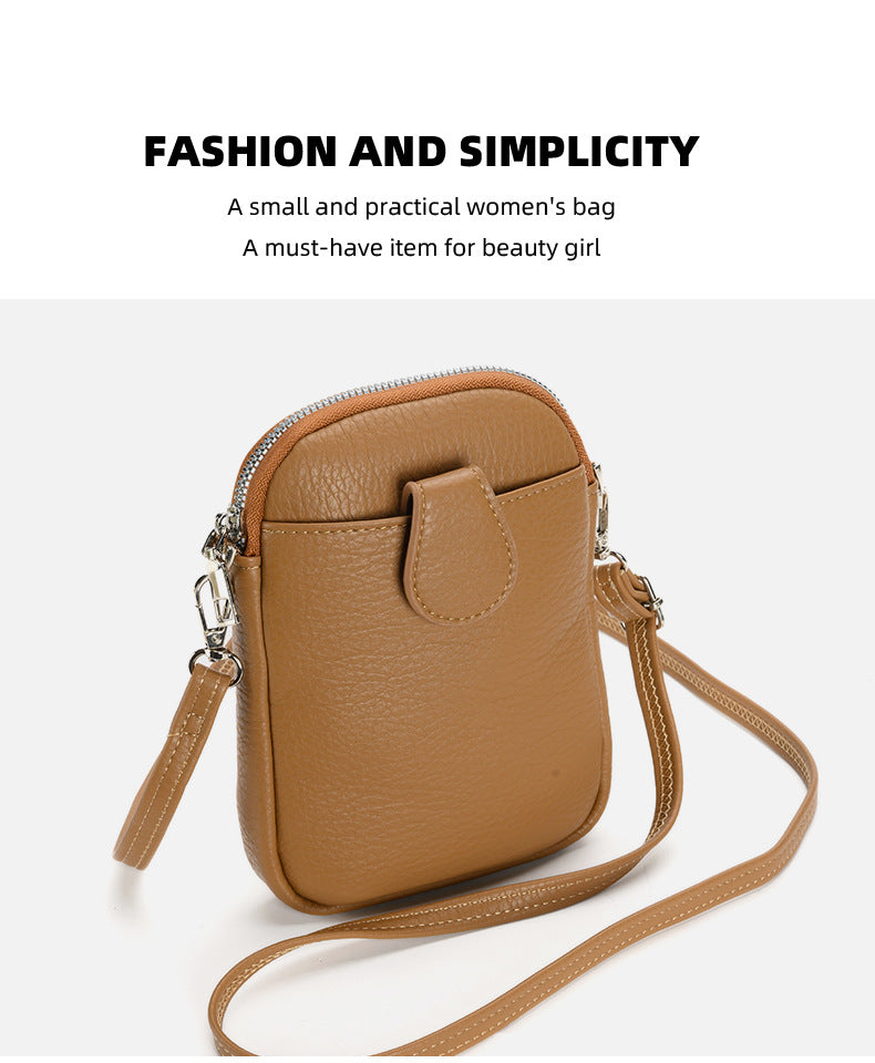 Black Chic Crossbody Phone Bag - Womens PU Leather Mini Shoulder Purse with Adjustable Strap