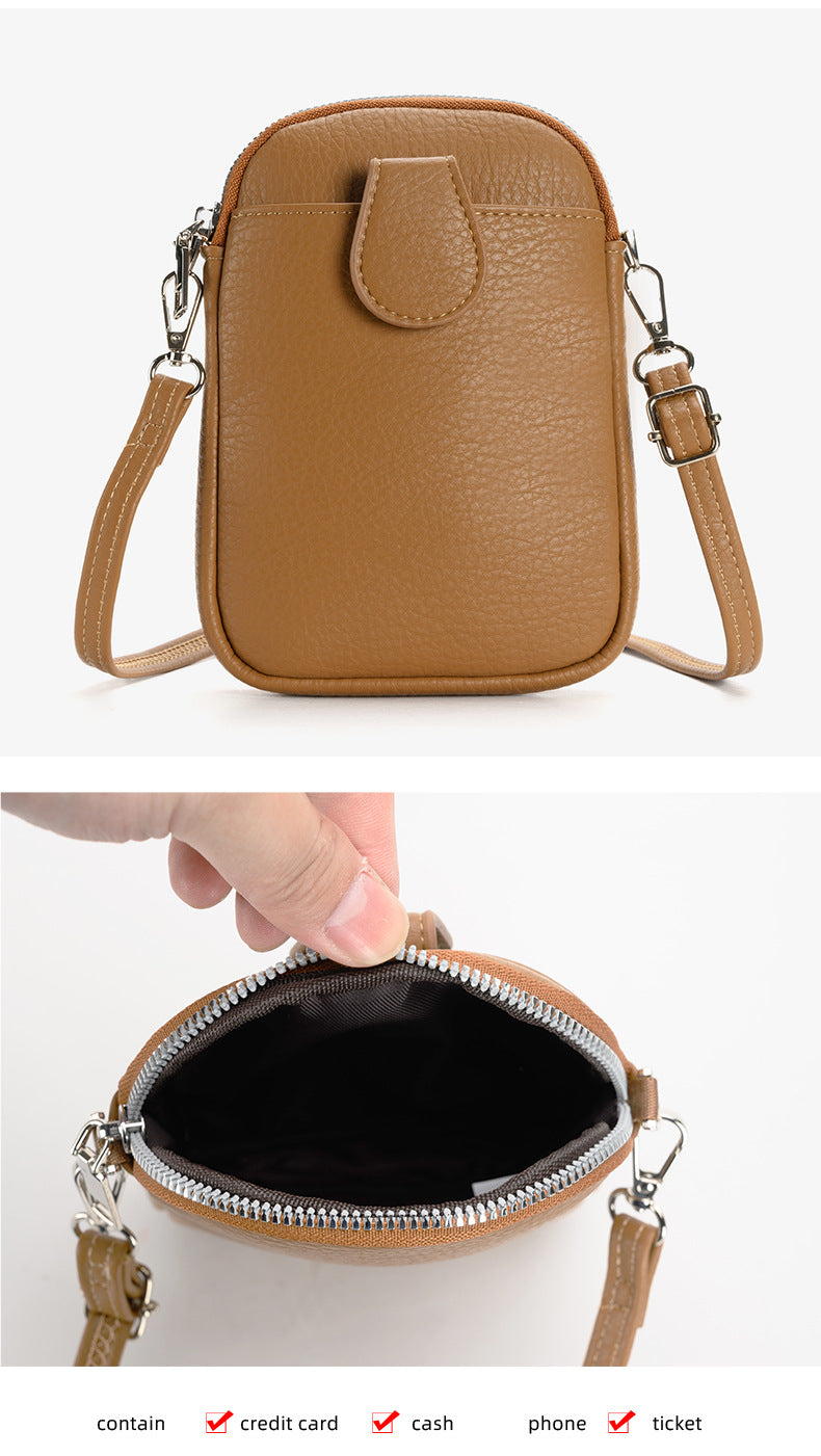 Grey Chic Crossbody Phone Bag - Womens PU Leather Mini Shoulder Purse with Adjustable Strap