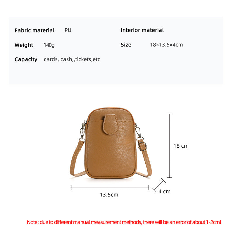 Grey Chic Crossbody Phone Bag - Womens PU Leather Mini Shoulder Purse with Adjustable Strap