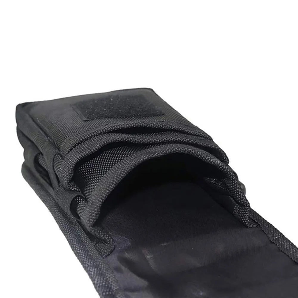 Black Heavy-Duty Tactical Phone Pouch - Multi-Pocket Belt Holster & Utility Waist Bag for Outdoor Work and EDC