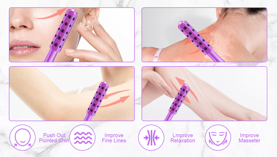Silver Germanium Stone Facial Roller - Uplifting & Sculpting Beauty Massager for Face and Body