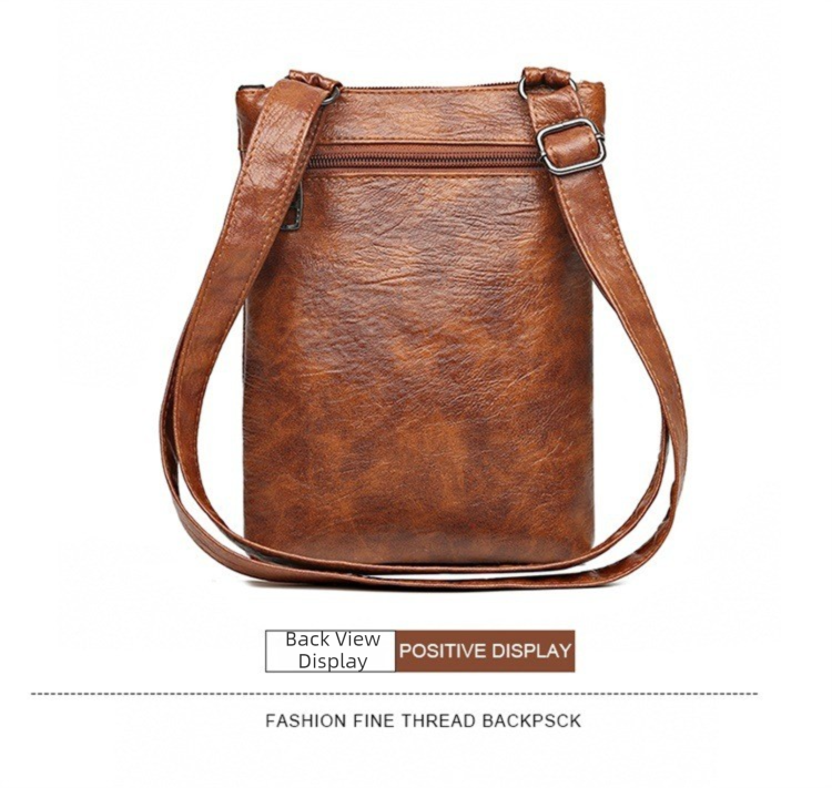Brown Women's Crossbody Bag Soft PU Leather Shoulder Phone Bag Vintage European Style Small Messenger Purse