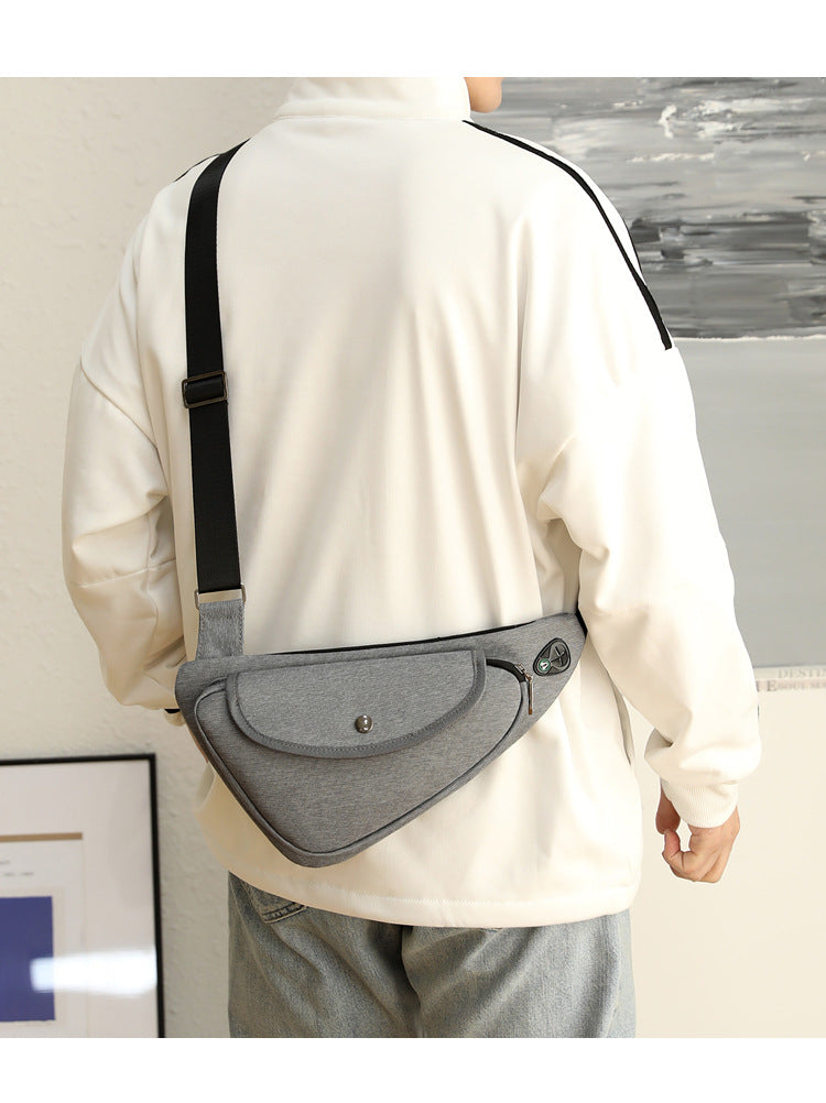 Grey Men's Nylon Fabric Chest Bag – Lightweight, Waterproof & Multi-Functional Crossbody Sling Bag