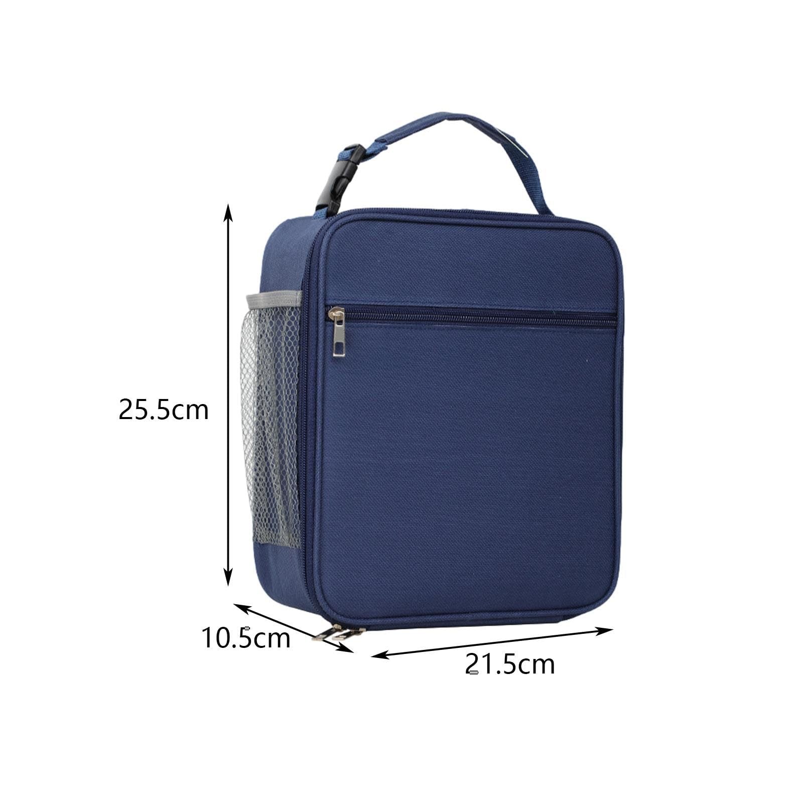 Navy Blue Portable Insulated Lunch Bag - Large Capacity Thermal Cooler Tote with Shoulder Strap for Work, School, and Picnic