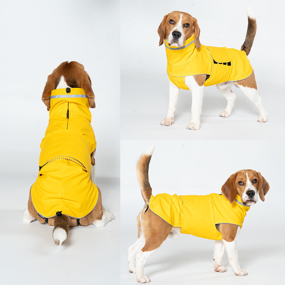S Yellow All-Season Pet Raincoat - Waterproof & Dustproof High-Collar Dog Windbreaker for Spring