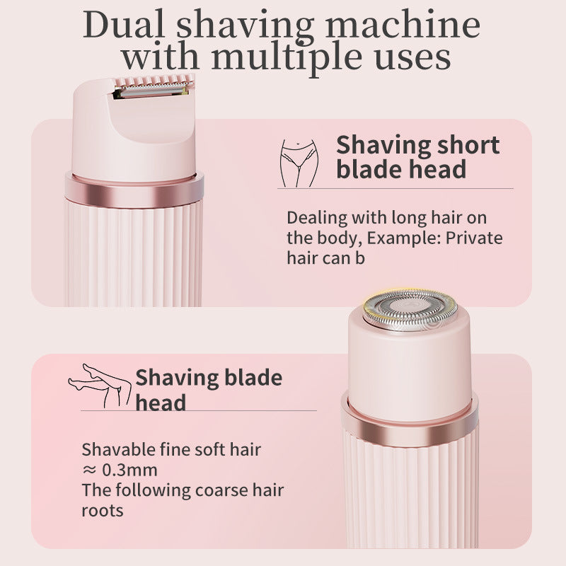 Pink Rechargeable 2-in-1 Electric Shaver for Women - Dual-Head Bikini Trimmer & Body Hair Remover