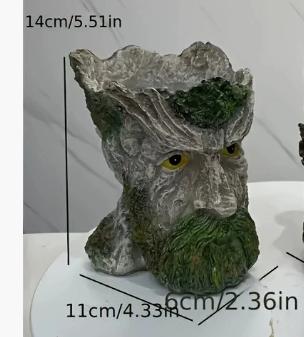 Bearded Old Man Resin Tree Stump Old Man Head Planter - Home & Garden Decor, Outdoor Pot Ornament