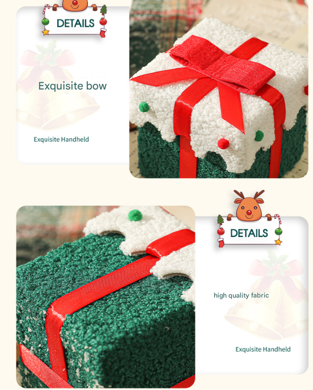 White Green Premium 2-Piece Christmas Apple Gift Box Set - High-End Thick Flannel Festive Candy & Present Boxes