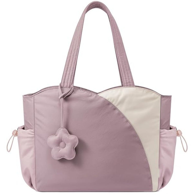 Pink Stylish 16-inch Women's Tote Bag - Teacher & Nurse Puffer Work Bag, Travel & Daily Handbag with Cup Holders